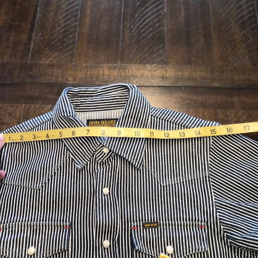 Iron Heart Mens Hickory Stripe Western Shirt Size XS IHSH-421 12 OZ JU - Picture 10 of 12